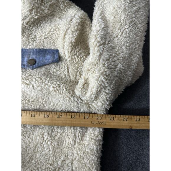 Pendleton Sherpa Fleece Jacket Women’s M Cream Zip Front Plaid Lined Cozy - Picture 2 of 7